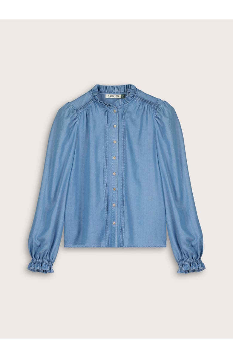 Baukjen Zoe Frill Neck Blouse, Alternate, color, Mid Indigo