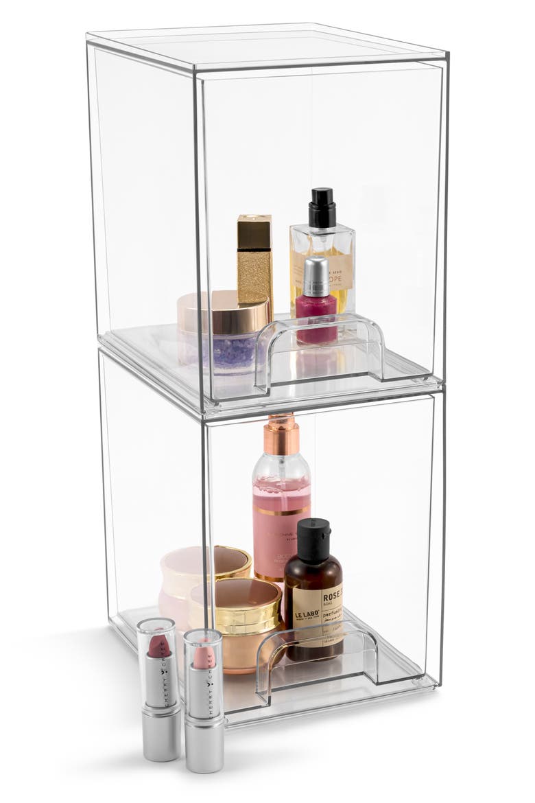 2-Pack Acrylic Stackable Drawers, Alternate, color, CLEAR