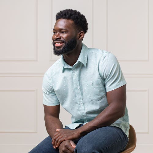 Hope & Henry Linen Short Sleeve Button Down Shirt In Tea Room Floral