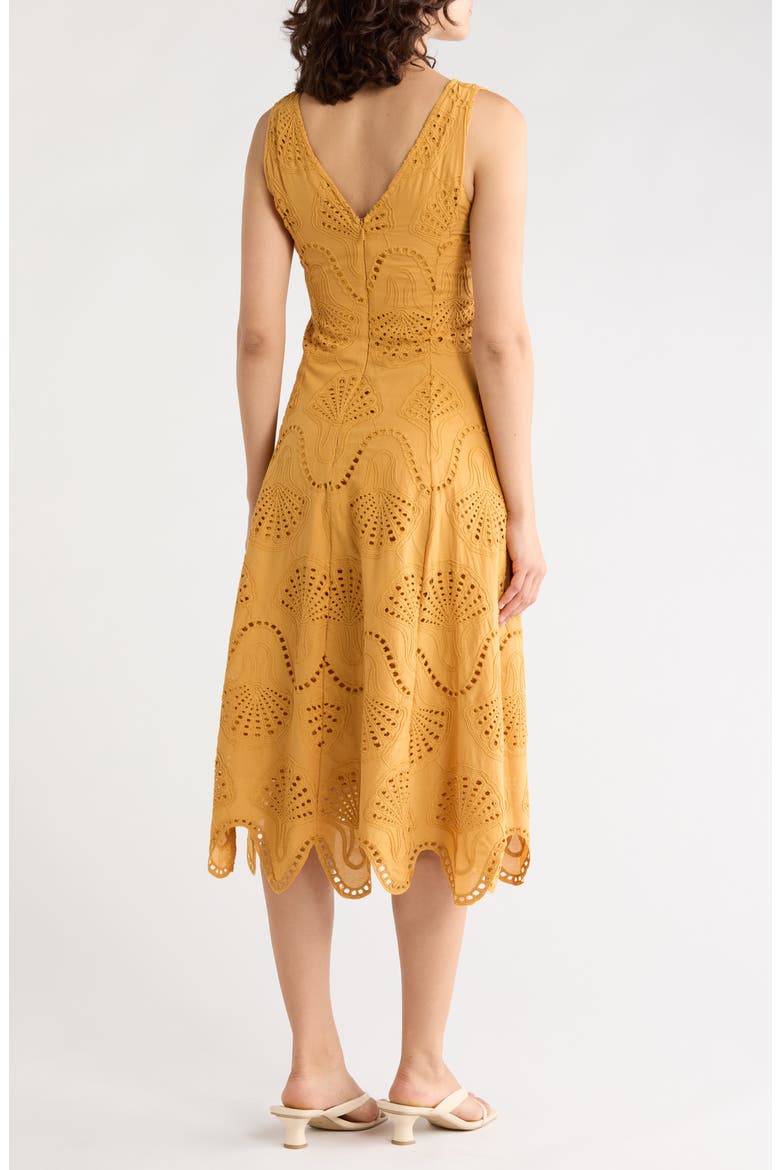 Fit & Flare Midi Dress, Alternate, color, MONARCH GOLD