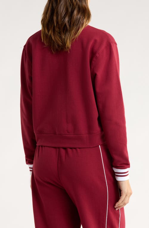 Yogalicious Cloud Plush Prime League Bomber Jacket In Red