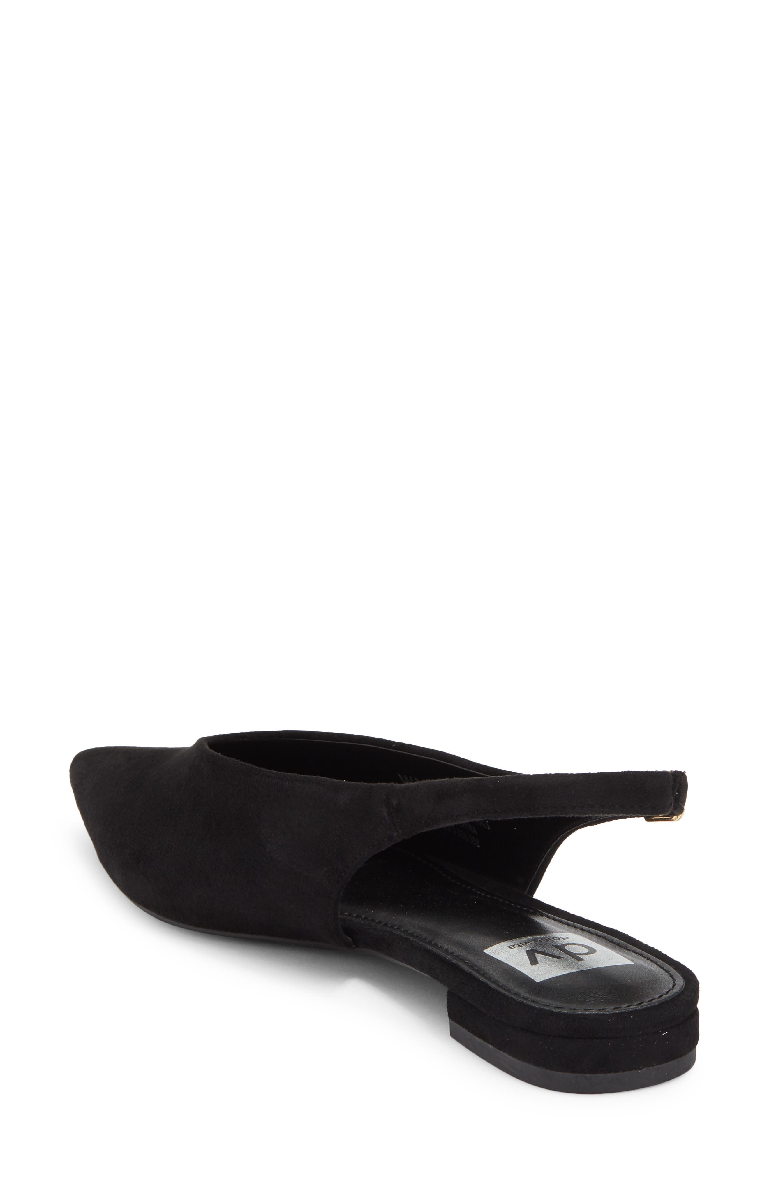 Empress Pointed Toe Slingback Flat, Alternate, color, BLACK FAUX SUEDE