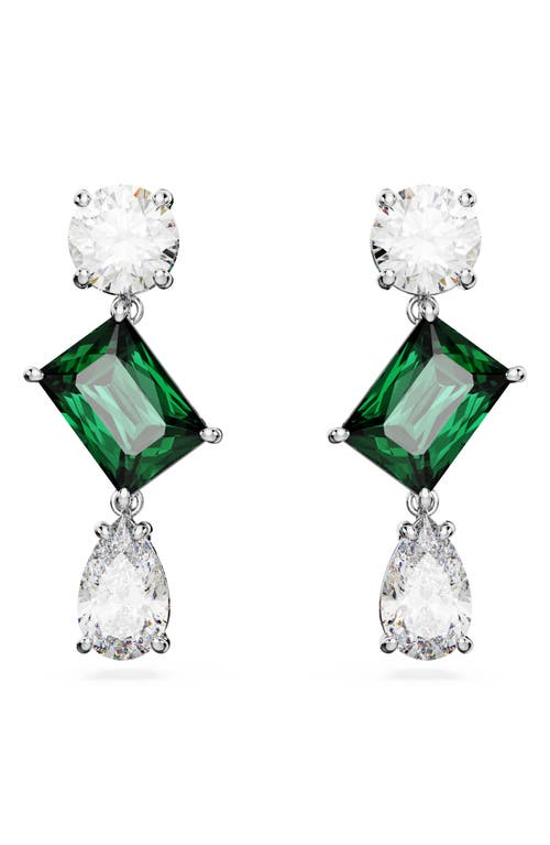 Swarovski Mesmera Mixed Cut Drop Earrings In Green