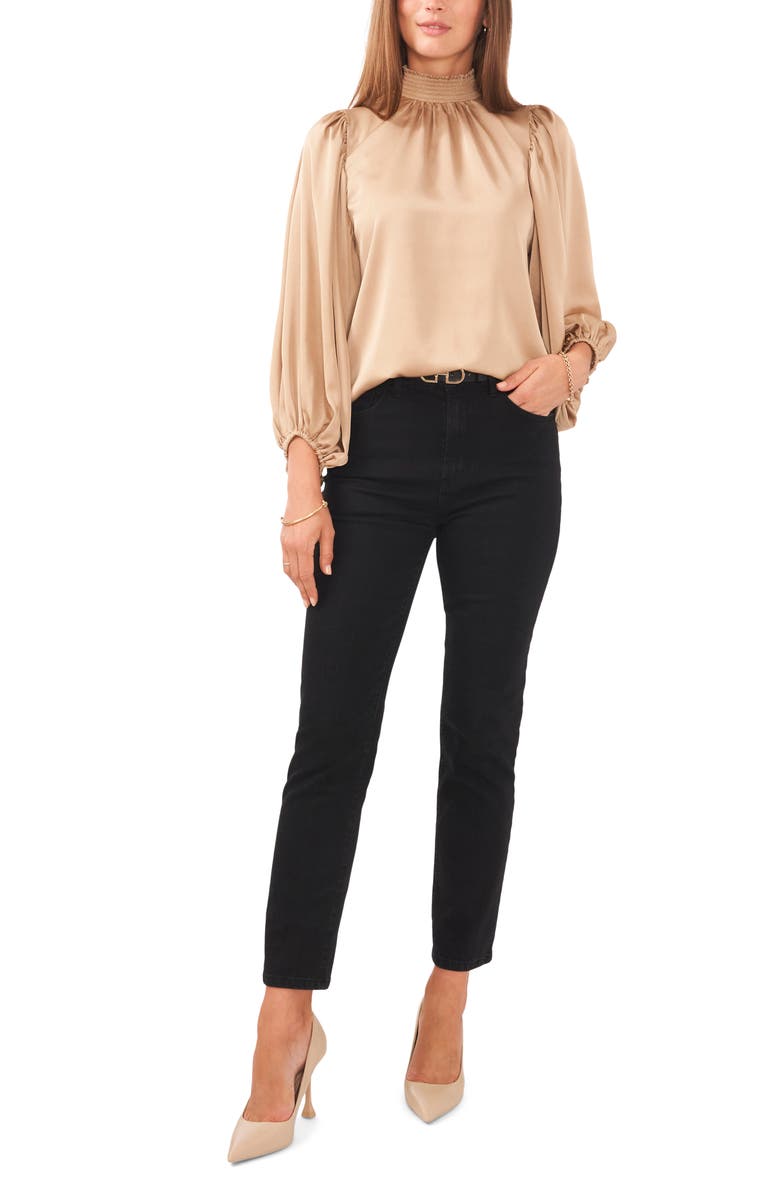 Vince Camuto Smocked Neck Balloon Sleeve Blouse, Alternate, color, 