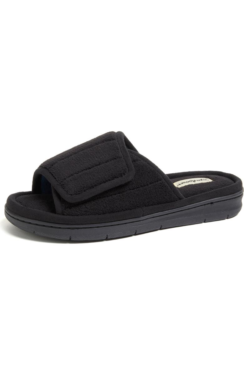 DEARFOAMS Mickey Terry Adjustable Shower Slide Slipper, Alternate, color, Black