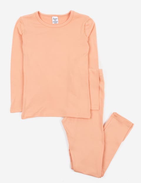 Two-Piece Thermal Long Sleeve Solid Pajamas