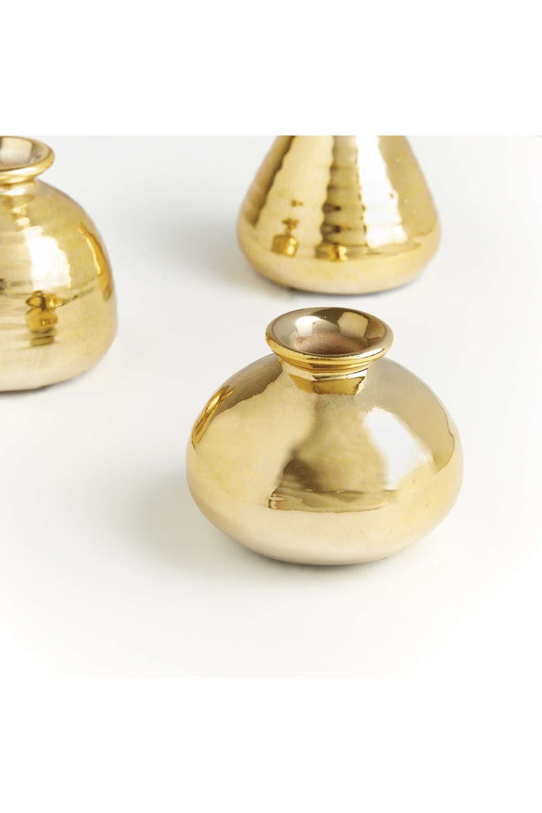 Tinsley Golden Glaze Stoneware Set of 3 Bud Vases, Alternate, color, Gold