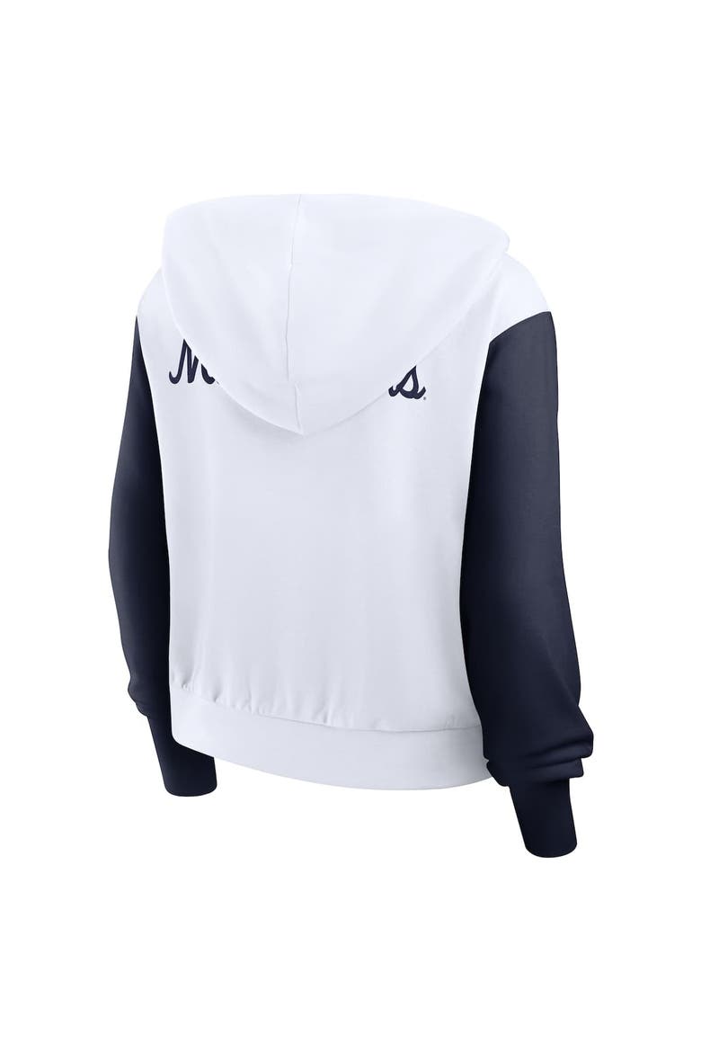 Women's Nike White West Virginia Mountaineers Cropped Beyond Capability Color-Block Script Full-Zip Hoodie, Alternate, color, White