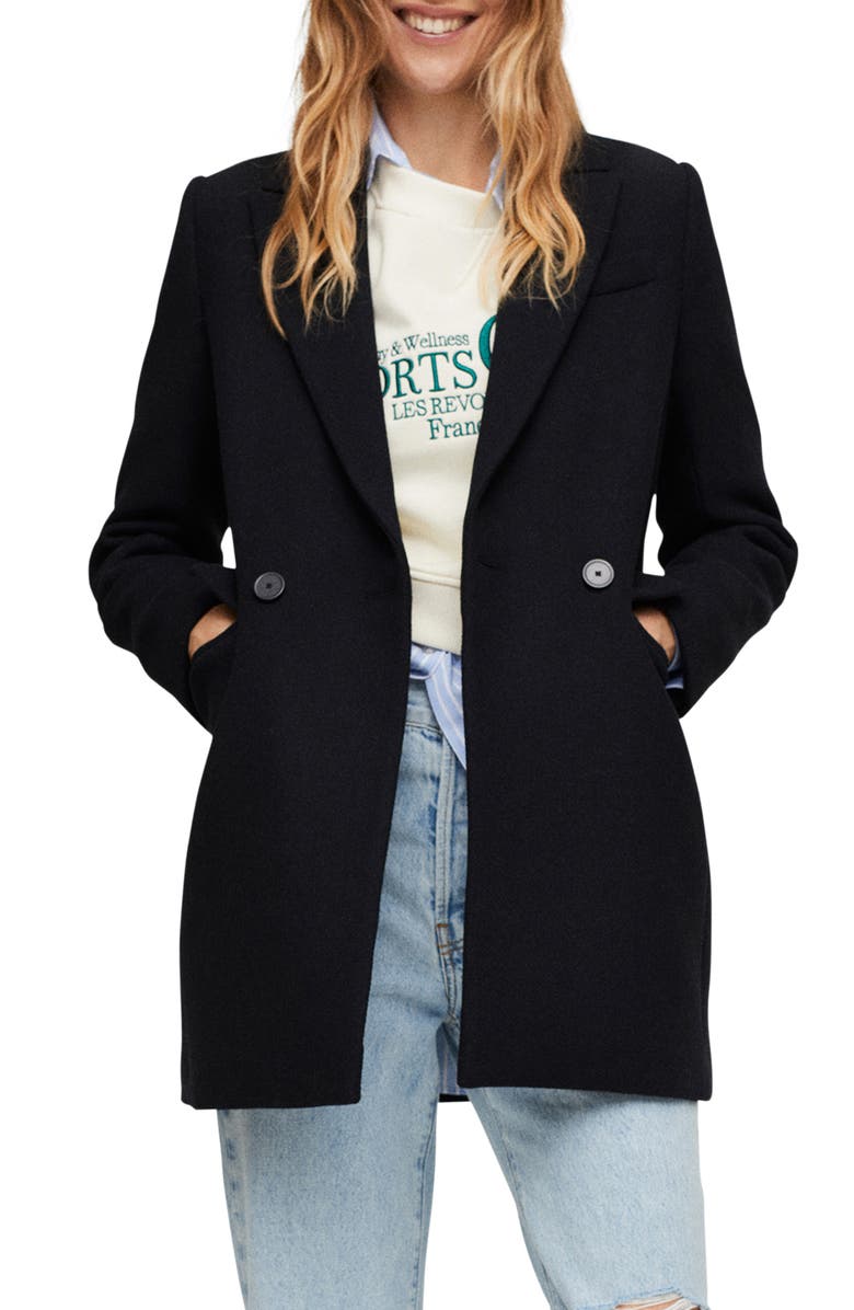 MANGO Double Breasted Coat, Main, color, 