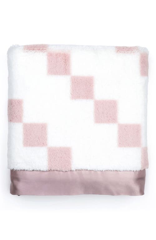 Shop Little Giraffe Stairway Luxe Strand Faux Fur Blanket In Dusty Pink