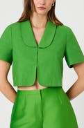 French Connection Theo Oversize Peter Pan Collar Crop Top
