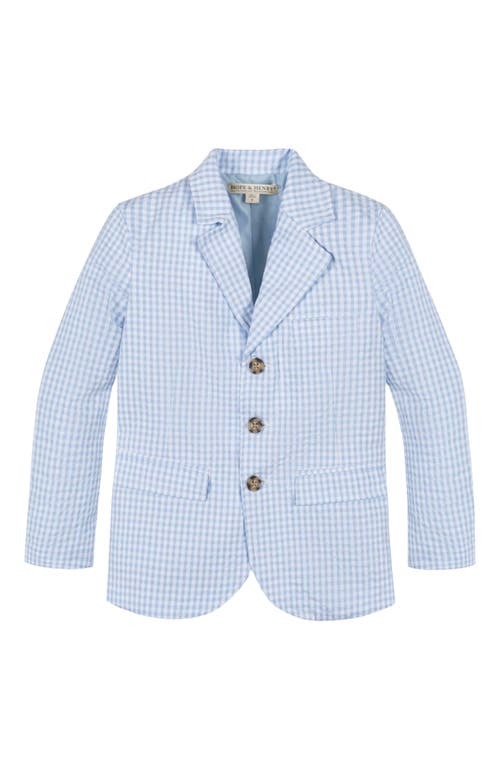 Hope & Henry Boys' Organic Seersucker Suit Jacket, Kids In Classic Blue Gingham
