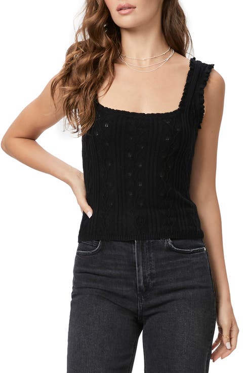 Fosca Ruffle Organic Cotton Blend Pointelle Sweater Tank