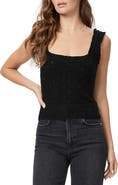 PAIGE Fosca Ruffle Organic Cotton Blend Pointelle Sweater Tank