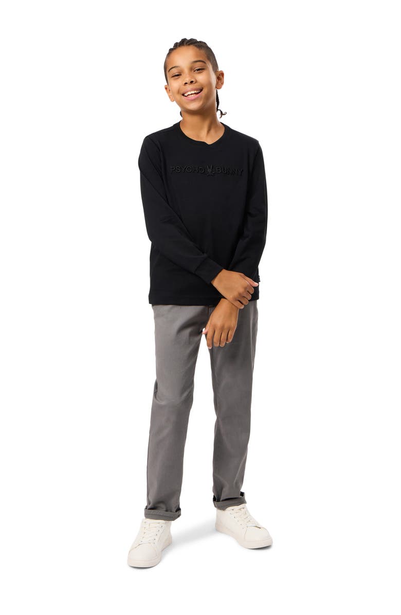 Psycho Bunny Kids' Lakewood Embroidered Long Sleeve Pima Cotton T-Shirt, Alternate, color, Black