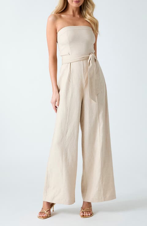 Jackie Strapless Linen Blend Jumpsuit