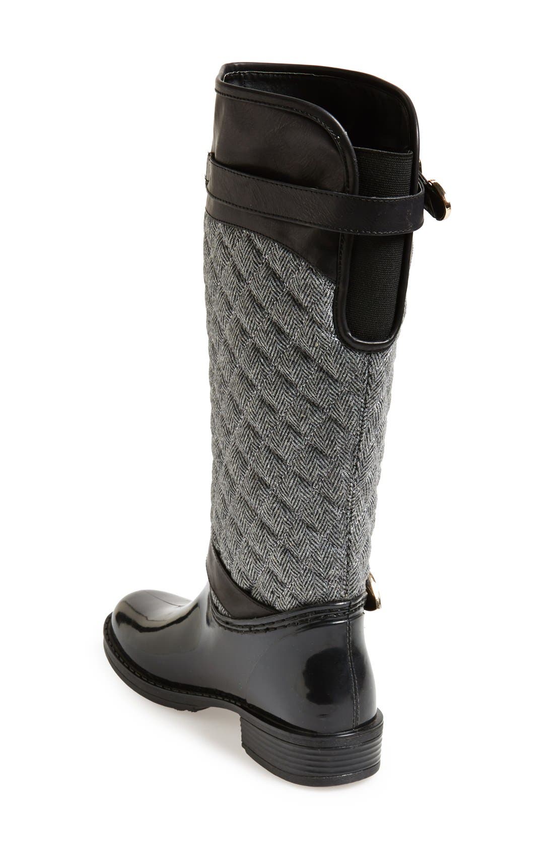 Posh Wellies 'Peacon' Quilted Tall Rain Boot, Alternate, color, 