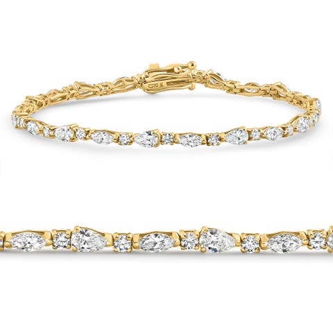 4.10Ct Multi-Stone Diamond 7" Tennis Bracelet 14k Gold Lab Grown