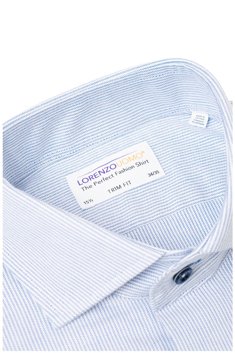 Textured Vertical Stripe Trim Fit Shirt, Alternate, color, NAVY/ WHITE