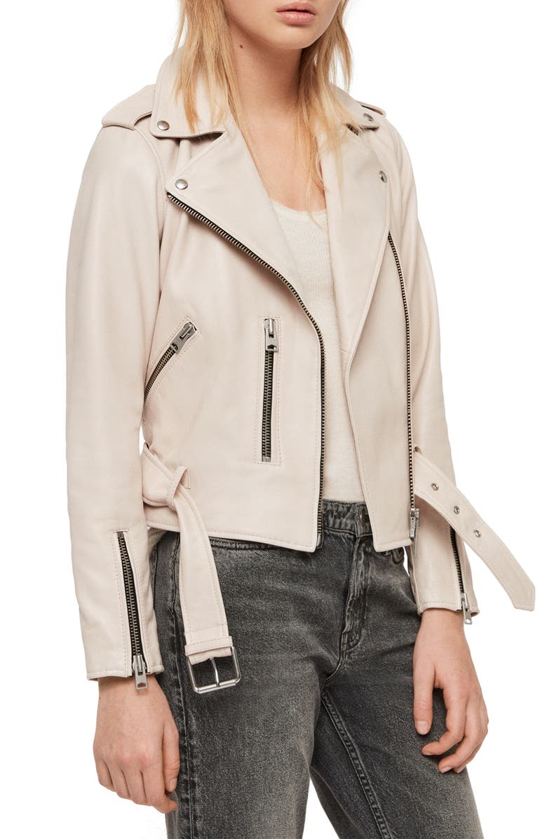 AllSaints Balfern Leather Biker Jacket, Alternate, color, 