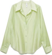MANGO Satin Button-Up Shirt