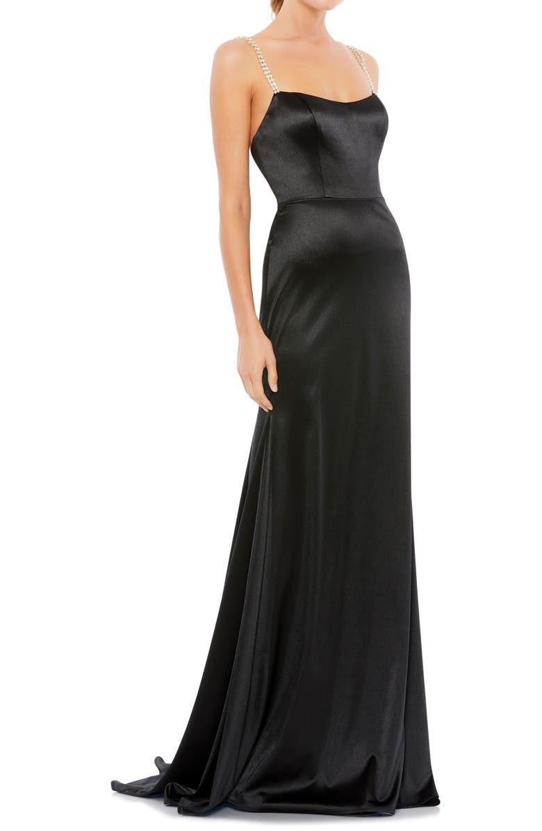 Mac Duggal Square Neck Embellished Strap Sheath Gown, Main, color, 