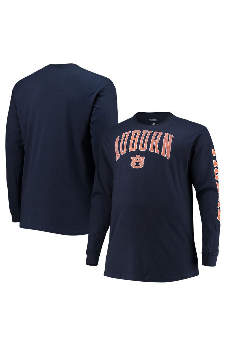 Champion Men's Champion Navy Auburn Tigers Big & Tall 2-Hit Long Sleeve T-Shirt, Main, color, 