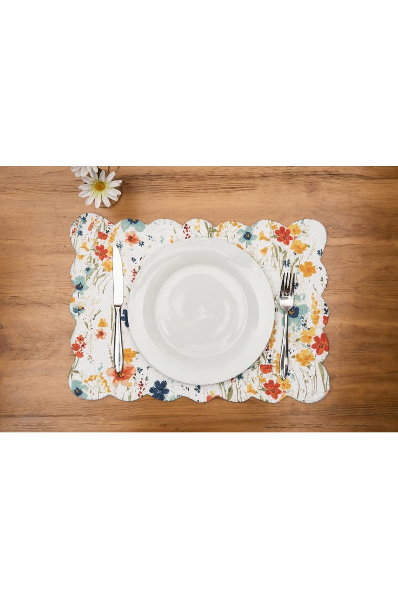 Sheila Wildflower Placemats Set of 6 All Seasons Floral Flowers Watercolor, 13" x 19", Alternate, color, Yellow