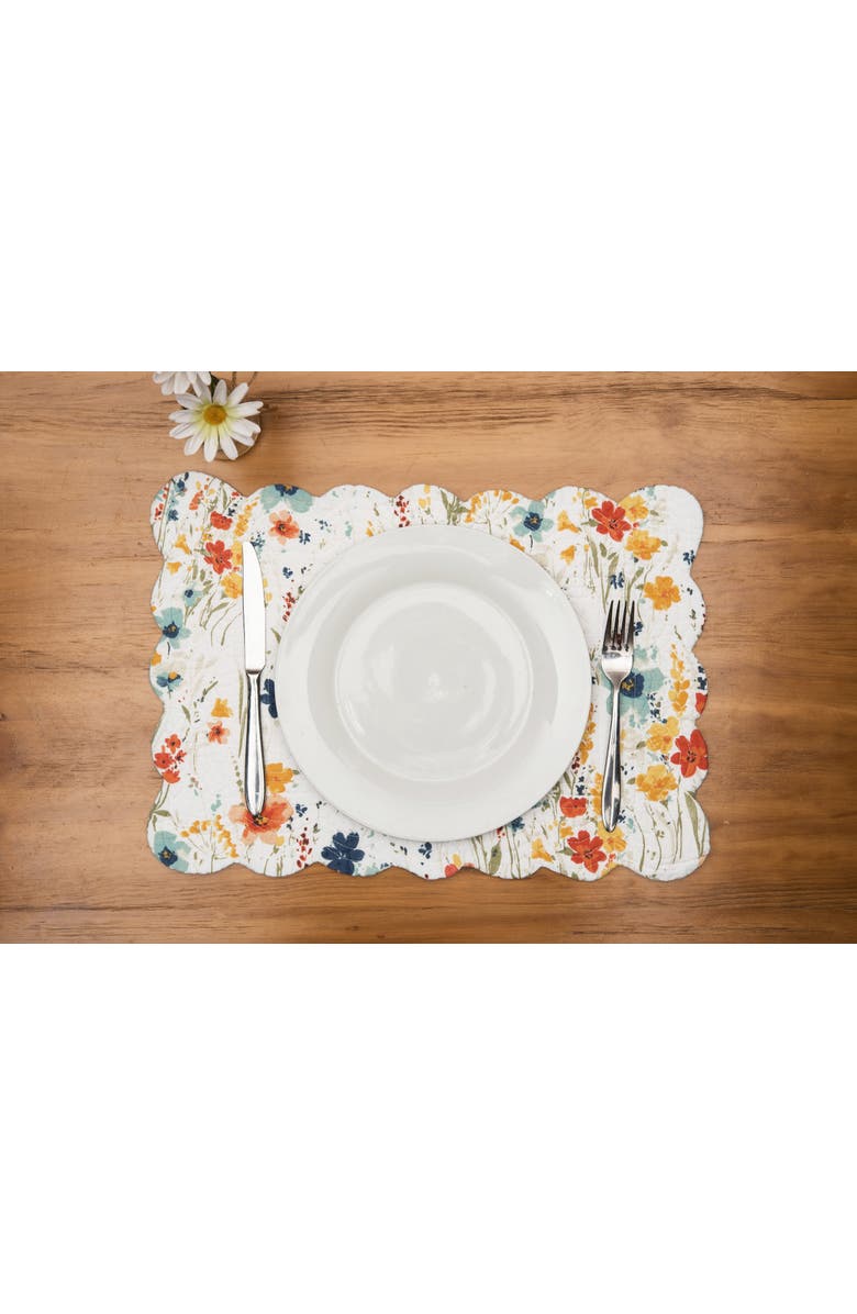 C&F Home Sheila Wildflower Placemats Set of 6 All Seasons Floral Flowers Watercolor, 13" x 19", Alternate, color, Yellow