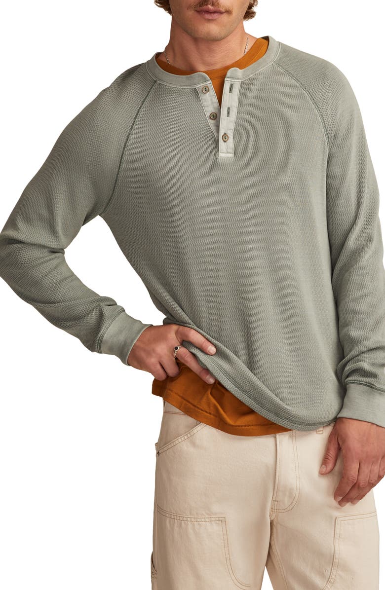Lucky Brand Birdseye Thermal Henley Top, Alternate, color, Gunmetal