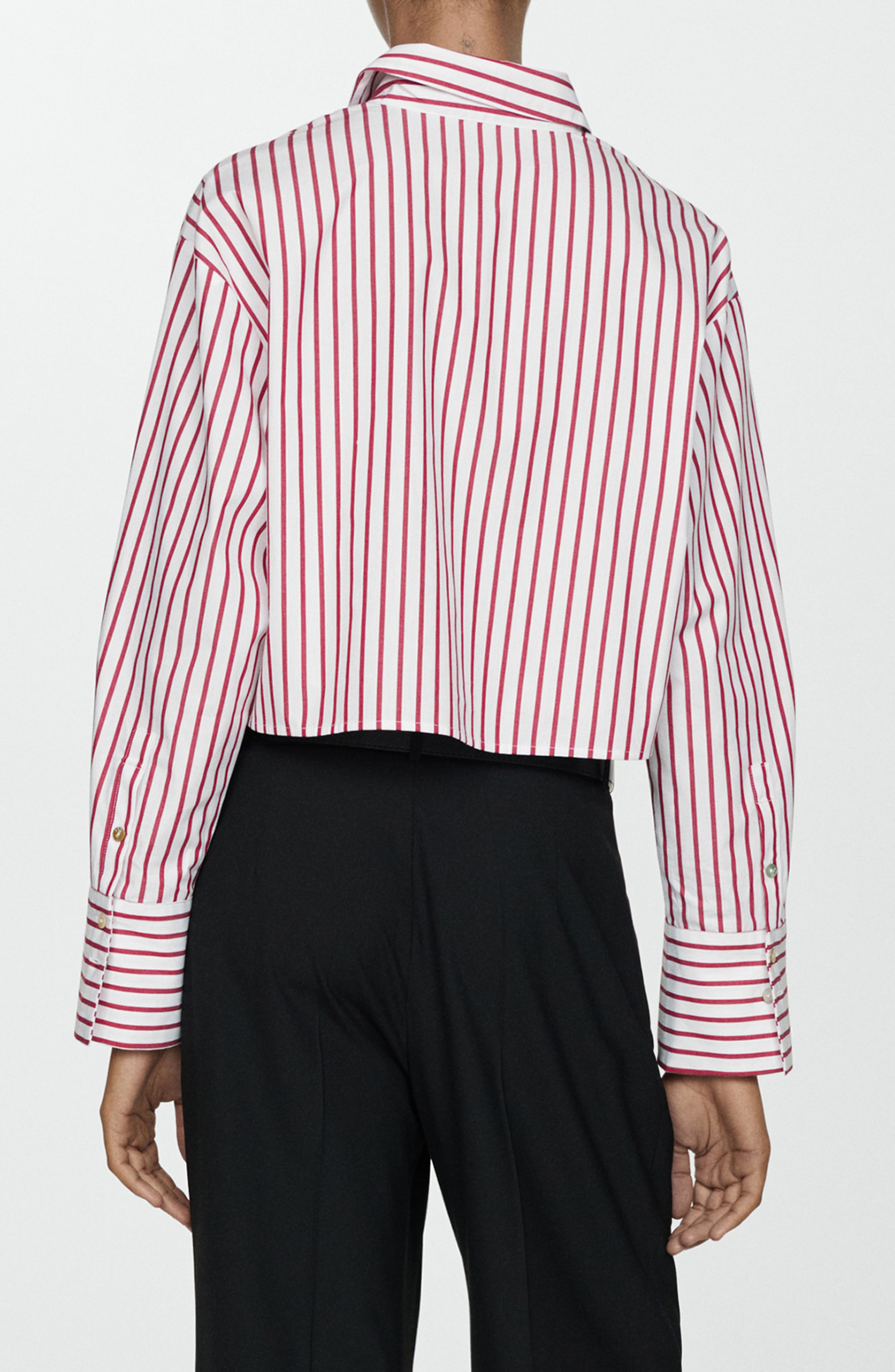 Stripe Crop Button-Up Shirt - image 2