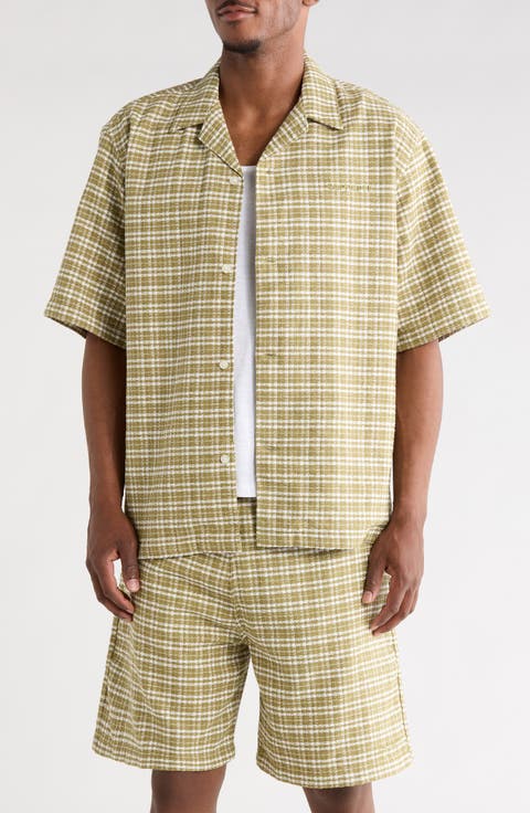 Kander Plaid Cotton Button-Up Bowling Shirt