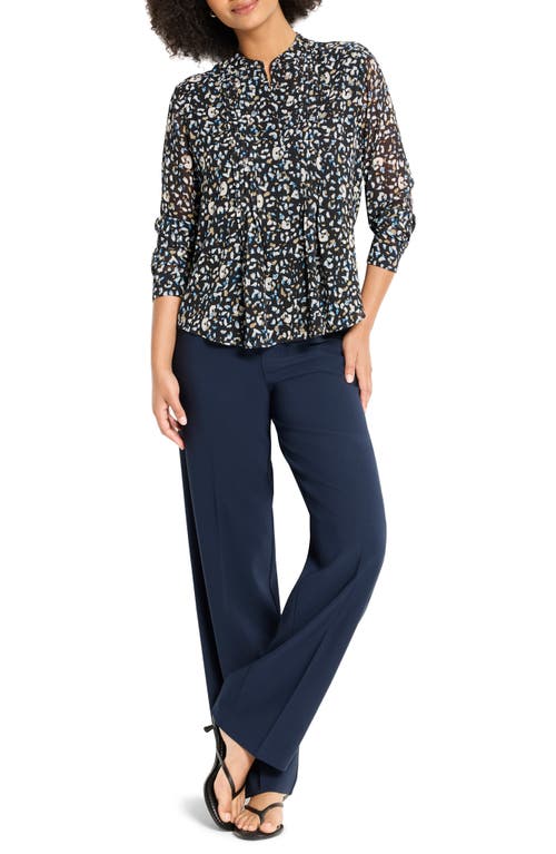 Nic + Zoe Nic+zoe Cheetah Pintuck Button-up Shirt In Blue