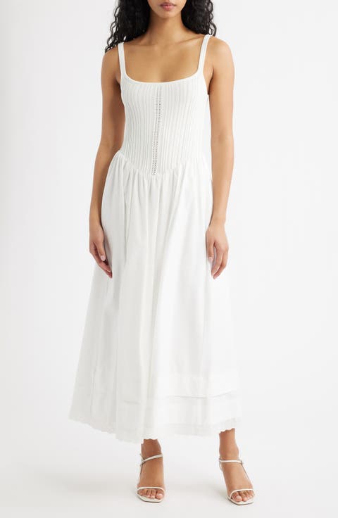 Pointelle Bodice Mixed Media Dress