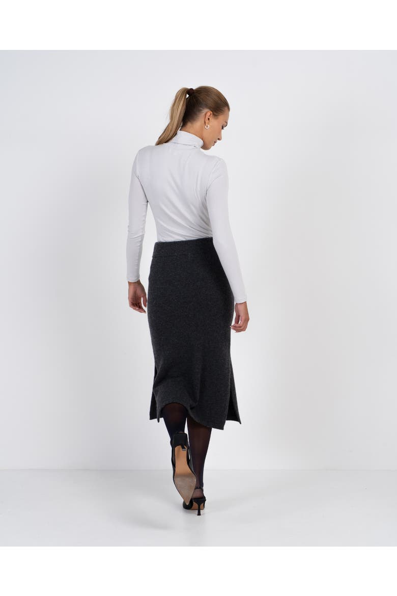 Josie Merino Knitted Midi Skirt, Alternate, color, Charcoal Marl