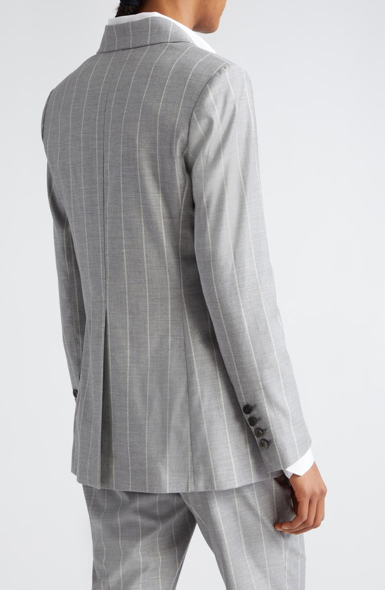 Eleventy Pinstripe Double Breasted Virgin Wool Blend Blazer, Alternate, color, Gray