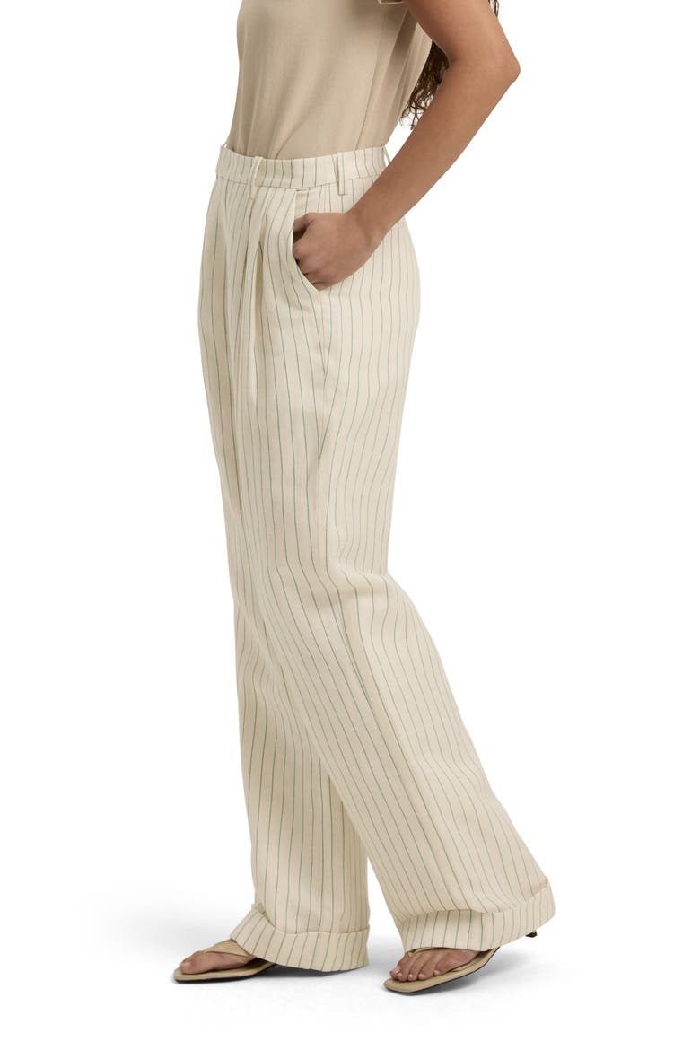 Paige Pinstripe Straight Leg Pants, Alternate, color, EMERALD STRIPE