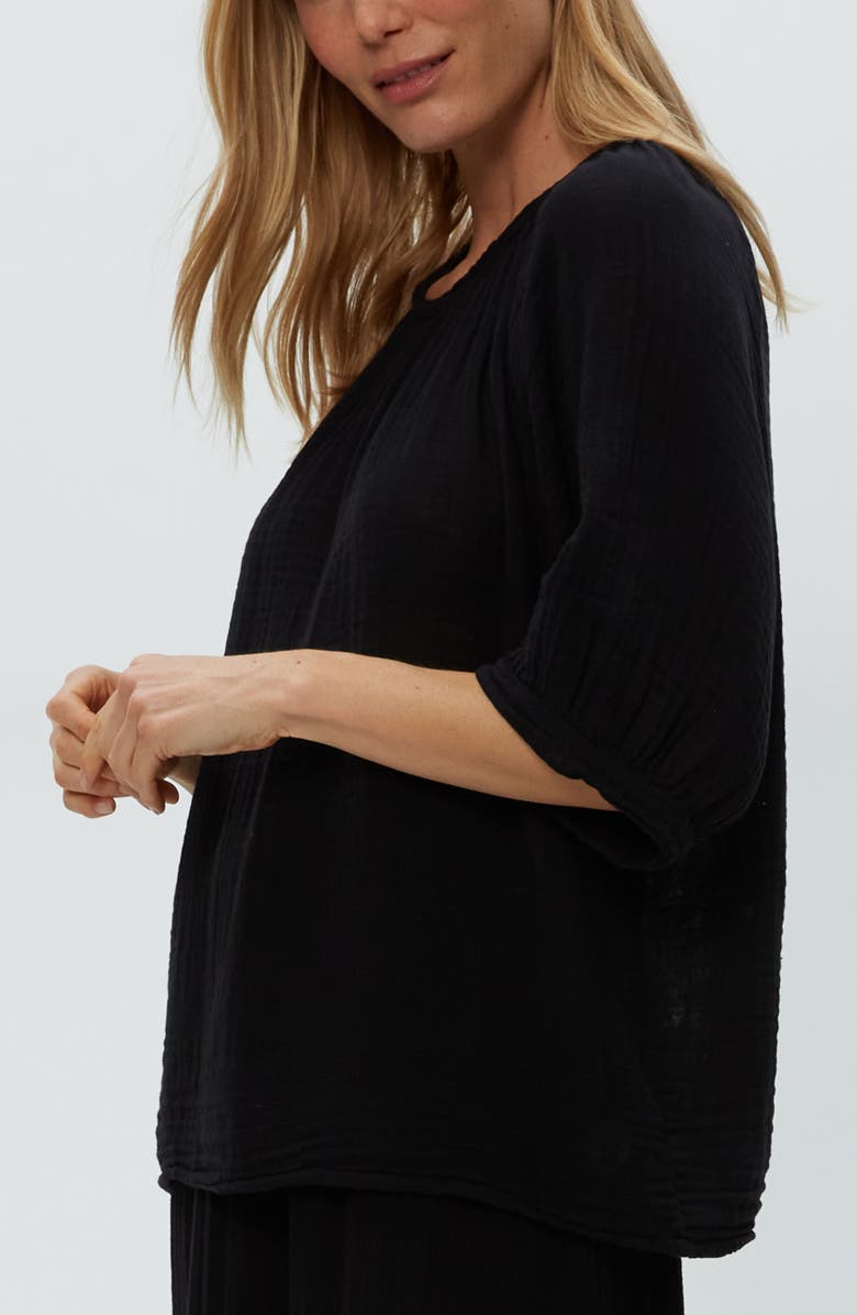 Michael Stars Jane Puff Sleeve Top, Alternate, color, Black