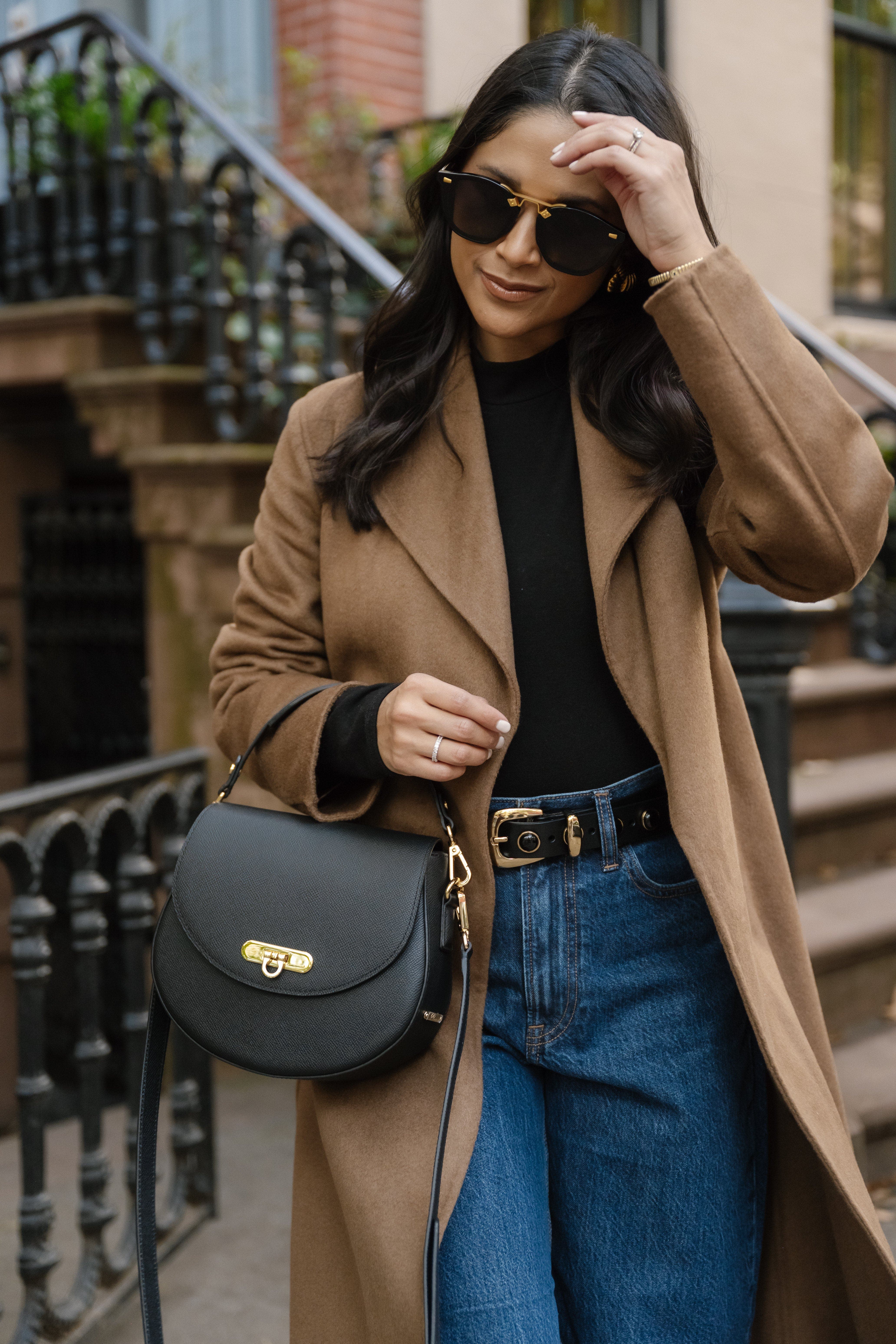 GiGi New York Sophia Saddle Bag, Alternate, color, Black