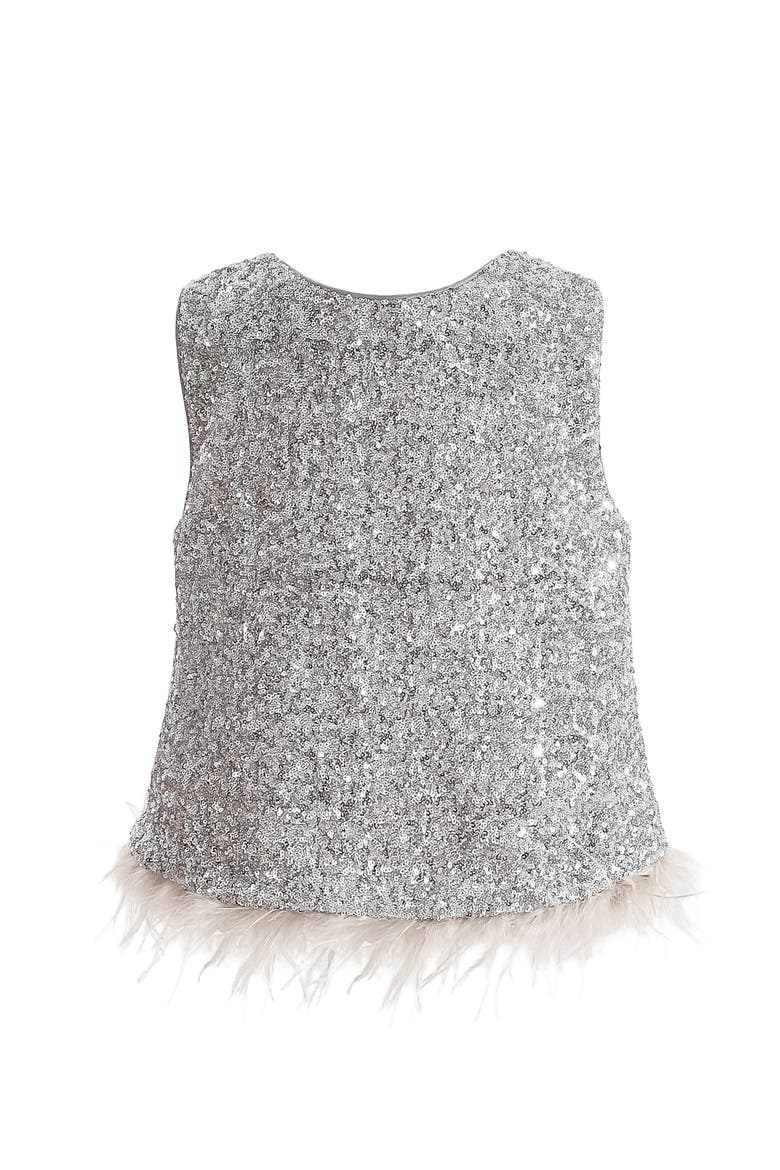 Sequin Feather-Trim Set, Alternate, color, Grey
