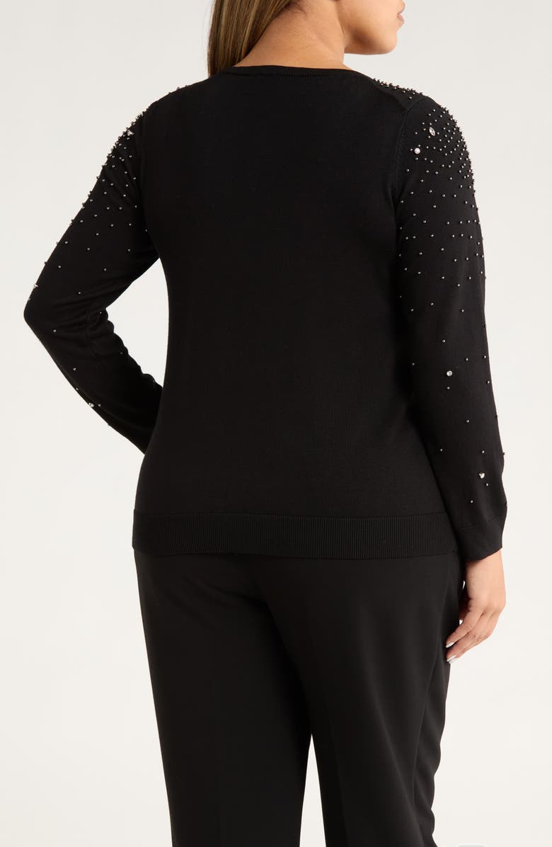 Anne Klein Rhinestone Boat Neck Sweater, Alternate, color, Anne Black