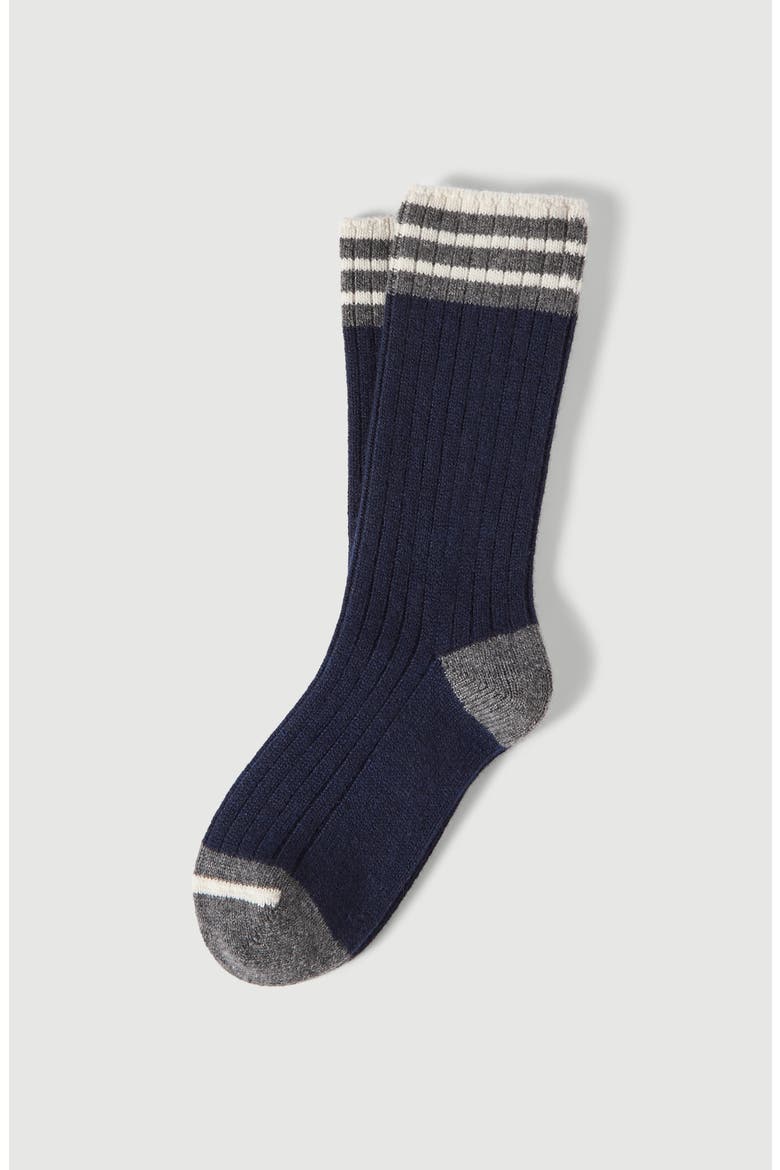 Cashmere rib knit socks, Main, color, Navy Blue