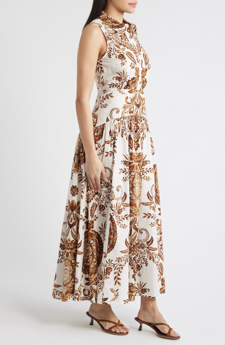 CeCe Print Sleeveless Maxi Shirtdress, Alternate, color, Cream Multi