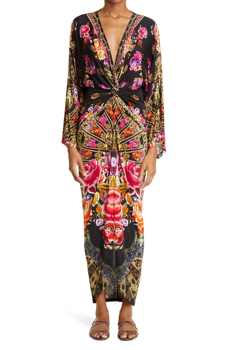 Camilla Dance with Duende Floral Print Long Sleeve Maxi Dress, Main, color, 