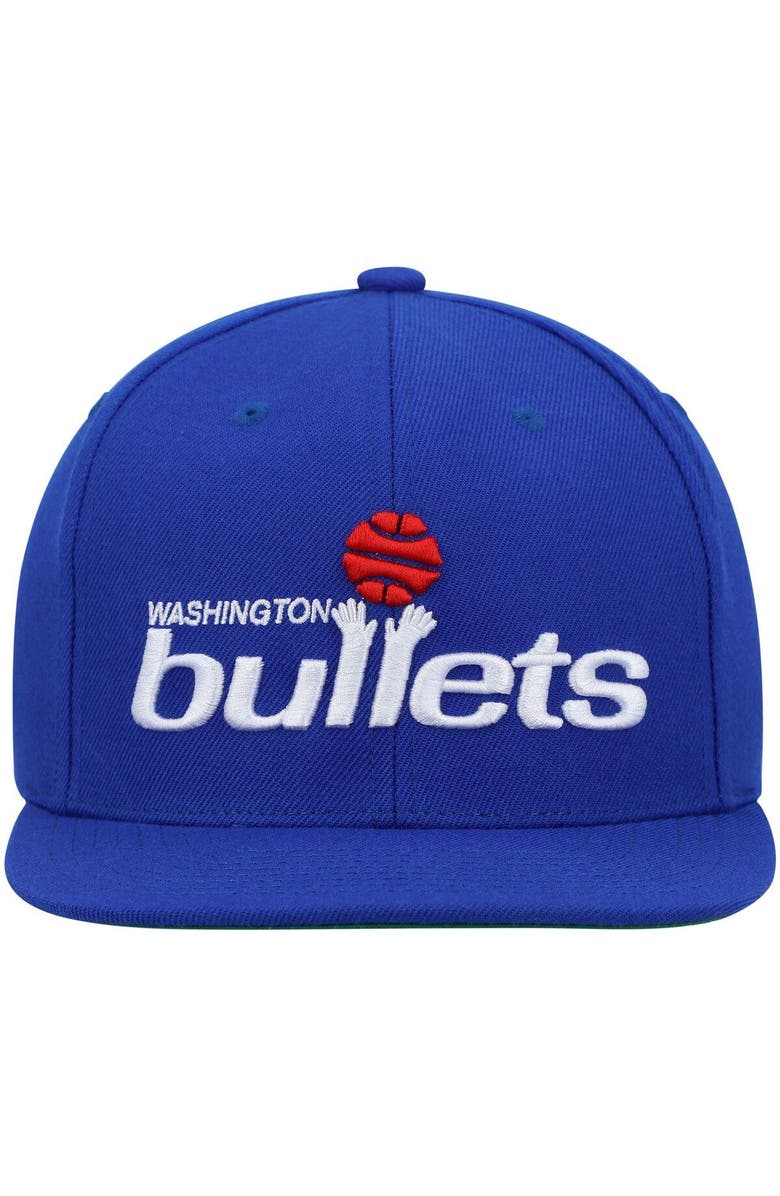 Mitchell & Ness Men's Mitchell & Ness Blue Washington Bullets Hardwood Classics Team Ground 2.0 Snapback Hat, Alternate, color, 
