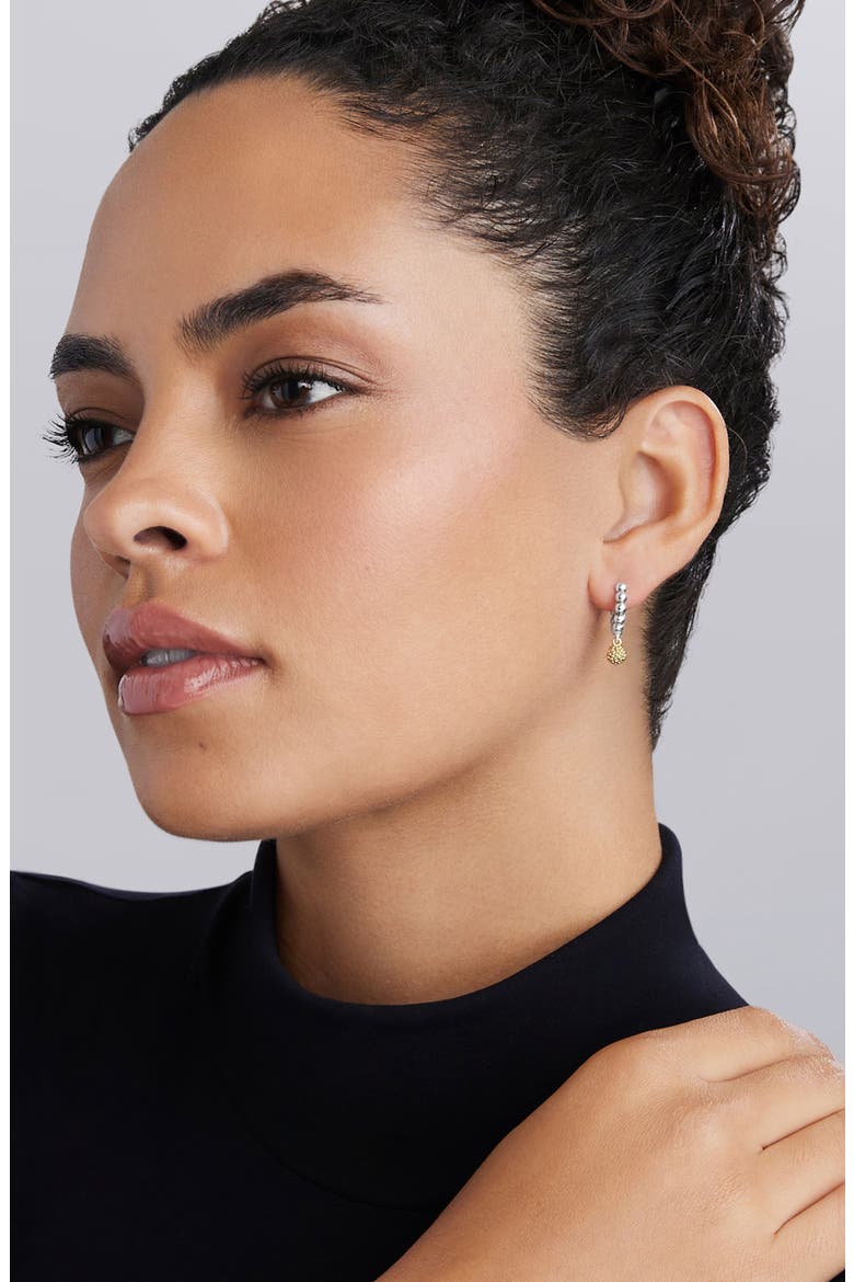 Two-Tone Caviar Beaded Huggie Hoop Earrings, Alternate, color, SILVER