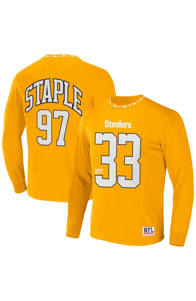 STAPLE Men's NFL x Staple Gold Pittsburgh Steelers Core Team Long Sleeve T-Shirt, Main, color, 