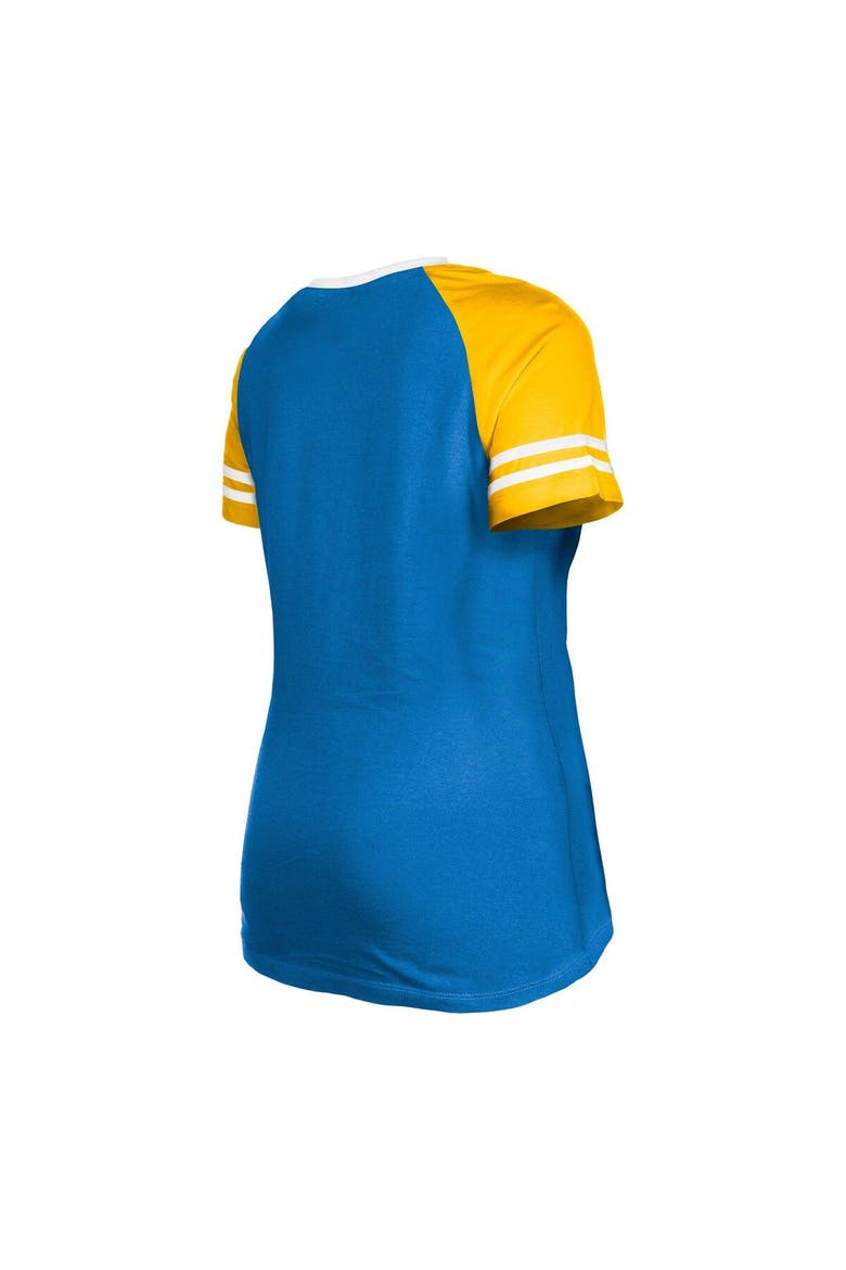 Women's New Era  Powder Blue Los Angeles Chargers Raglan Lace-Up T-Shirt, Alternate, color, Powder Blue