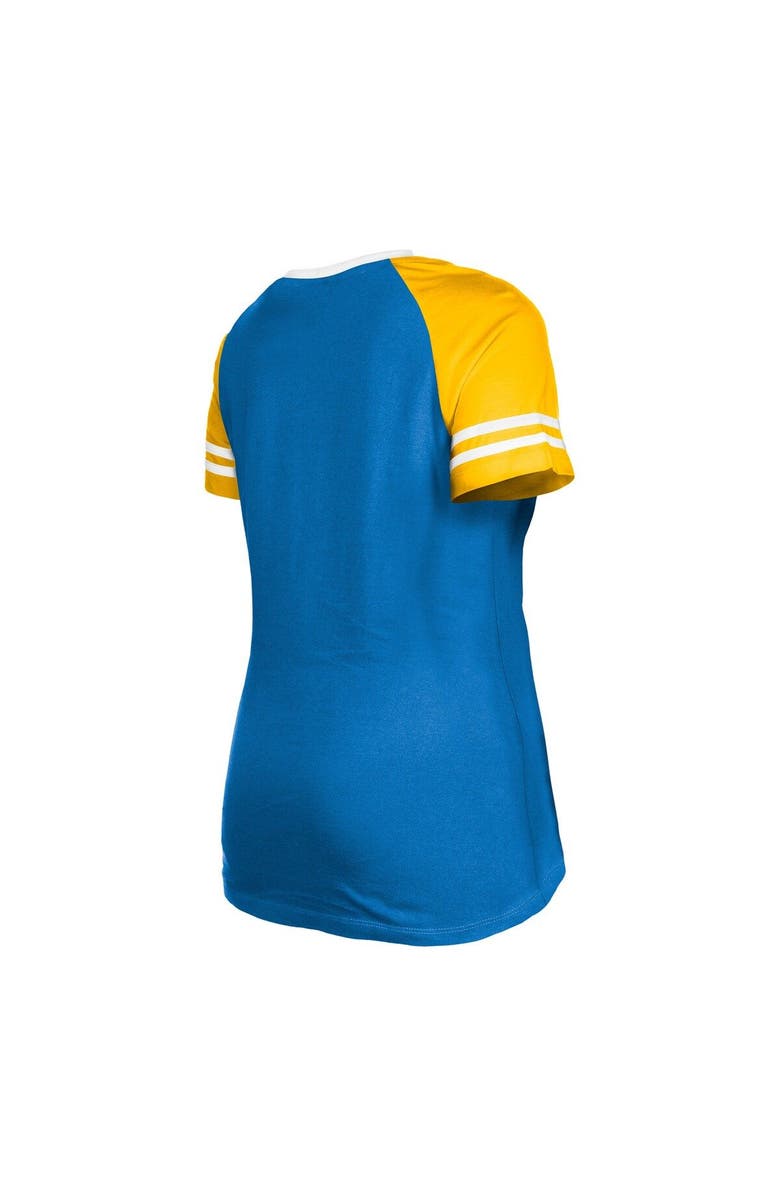 New Era Women's New Era Powder Blue Los Angeles Chargers Raglan Lace-Up T-Shirt, Alternate, color, Powder Blue