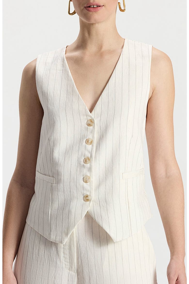 Liliana Tailored V-Neck Pinstripe Vest, Alternate, color, White With Gray Pinstripes